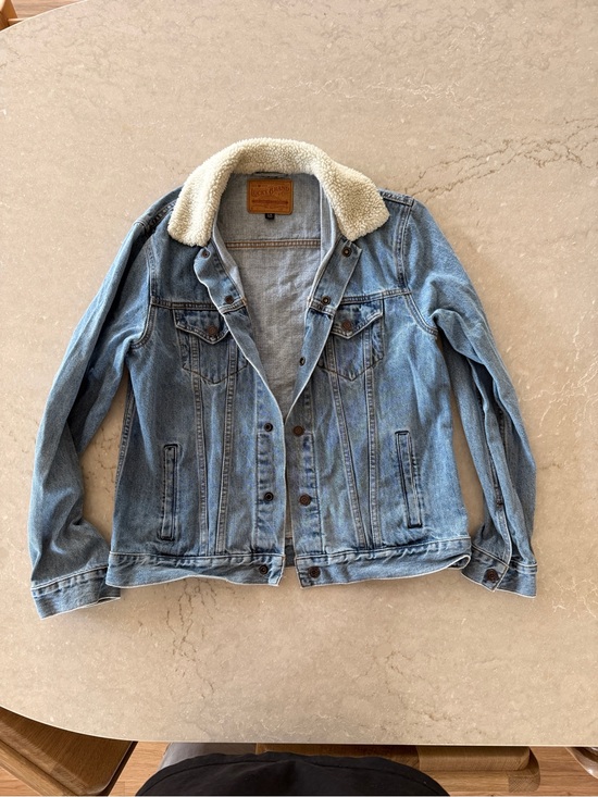 Lucky Brand Jackets & Blazers - Lucky Brand Light Blue Denim Jacket with Cream Sherpa Collar
